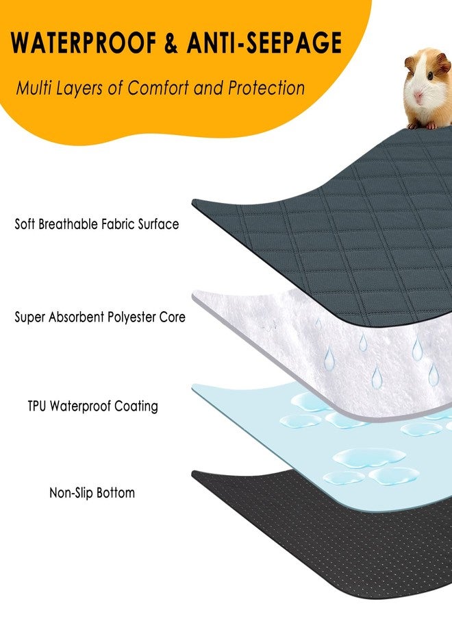 Mooydee 4 Pack Guinea Pig Cage Liners Washable Guinea Pig Bedding Reusable Waterproof Super Absorbent Guinea Pig Pee Pads Anti Slip Mat for Small Animals Rabbit Hamster Rat -28 x 14 Inch - Image 4